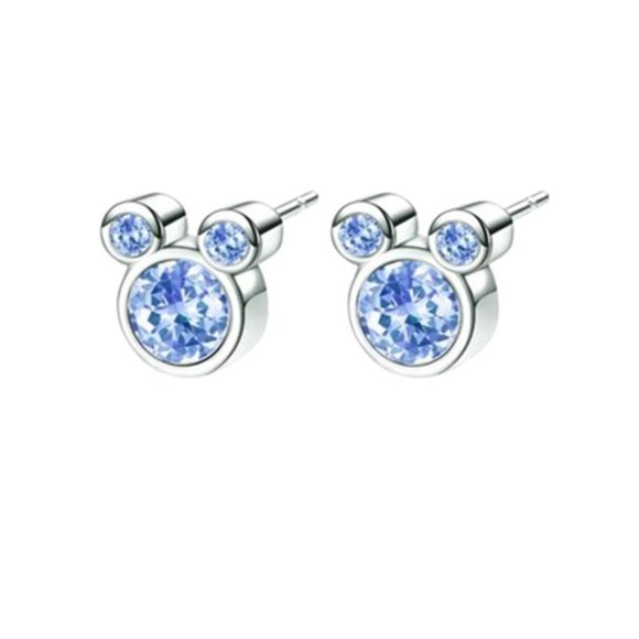 Mickey Mouse Blue Crystal Earrings - Picture 2 of 2